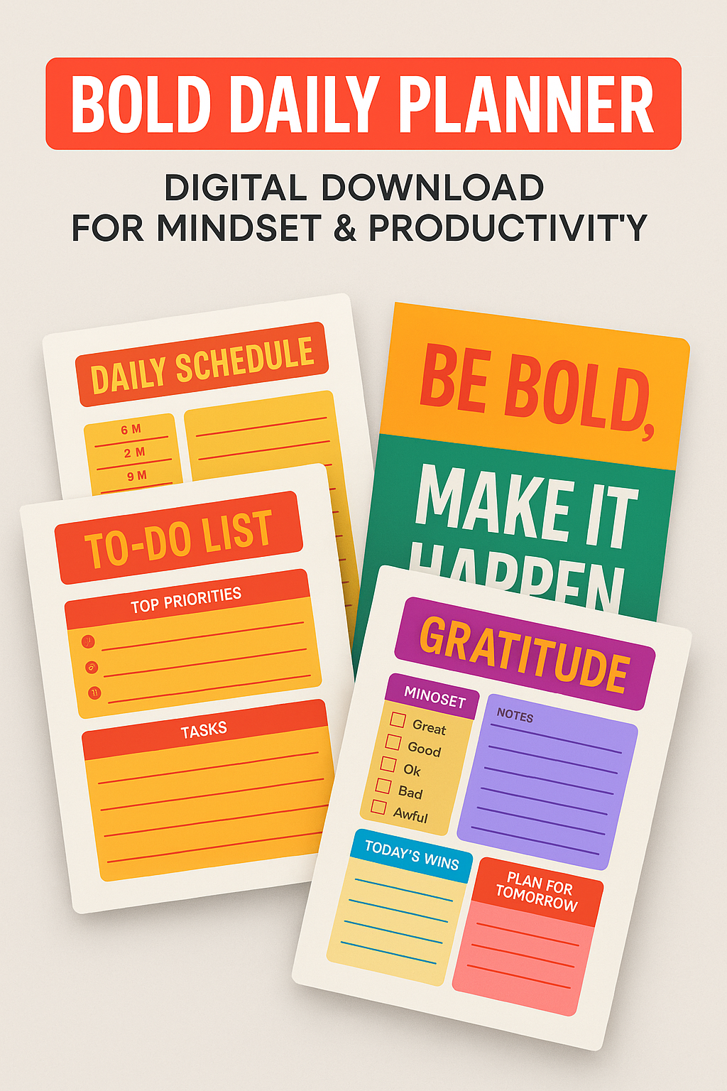 Bold Daily Planner – Digital Download for Mindset & Productivity